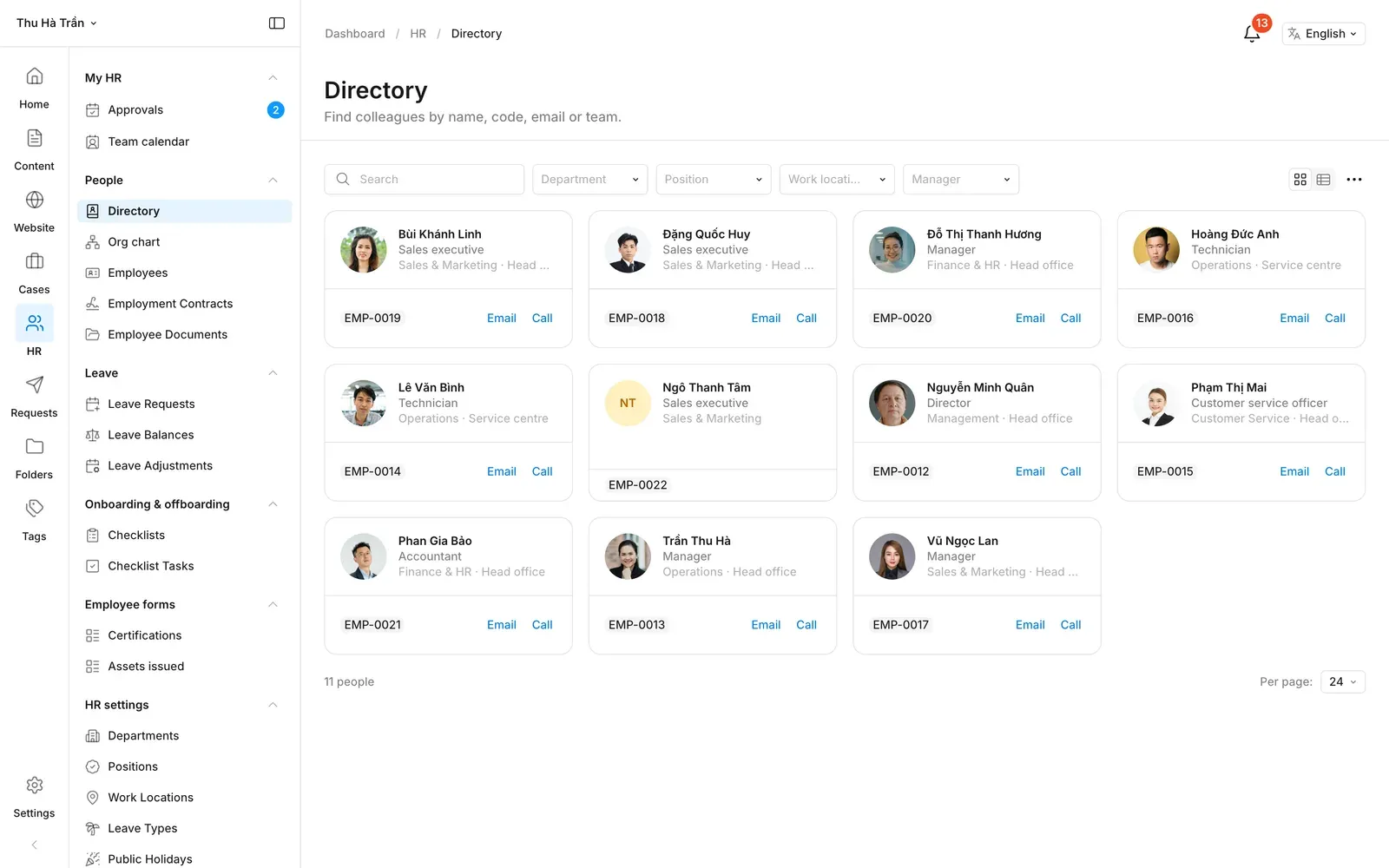 The employee directory